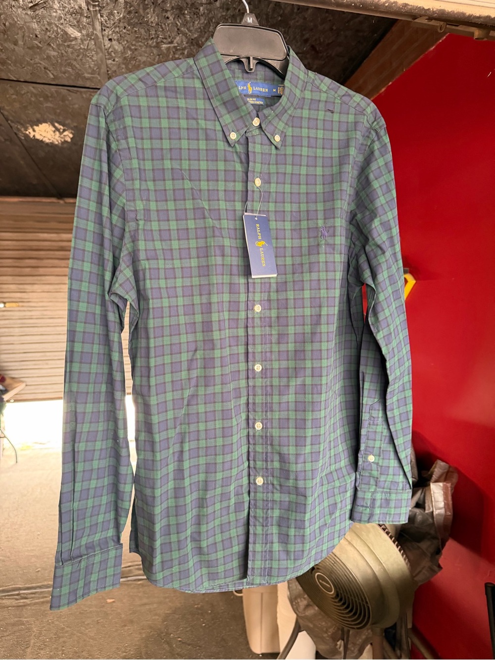 Classic Green & Navy Plaid Button-Down Shirt